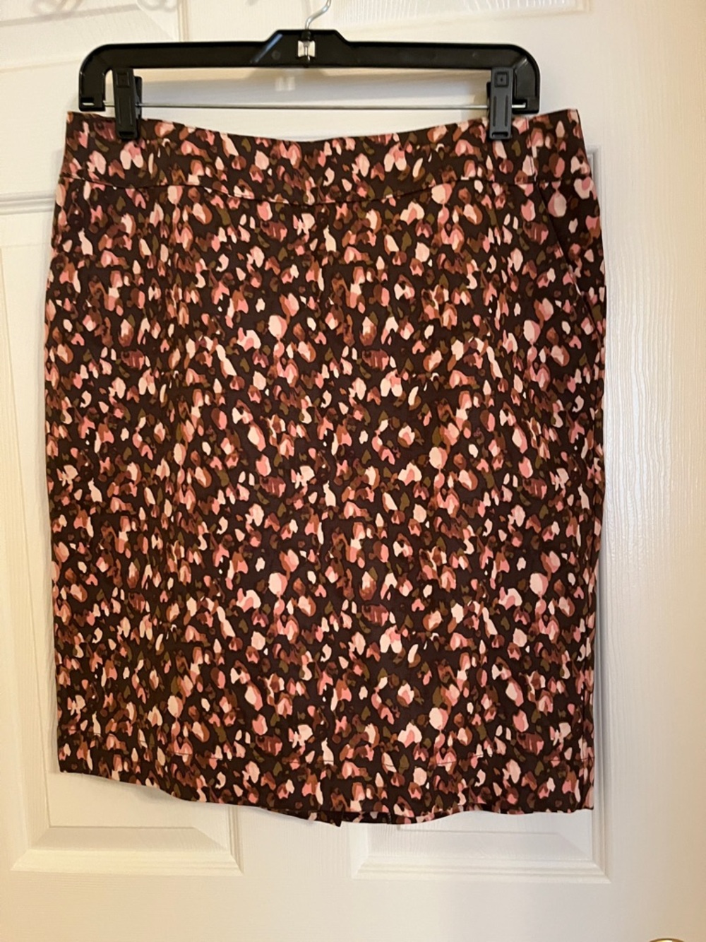 Merona Brown Pencil Skirt with Pink Abstract Print